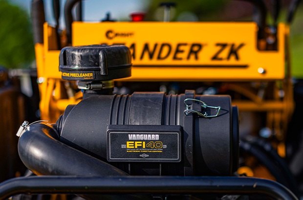 Close up of EFI engine on mower